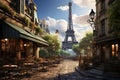 Eiffel tower in Paris, France, panoramic view AI Generated Generative AI Royalty Free Stock Photo