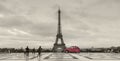 Eiffel Tower, Paris, France and retro red car at the Tour Eiffel on Trocadero square Royalty Free Stock Photo
