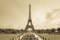 Eiffel tower, Paris, France. Sepia monochrome Royalty Free Stock Photo