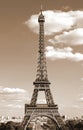 Eiffel Tower in Paris France with sepia tone effect Royalty Free Stock Photo