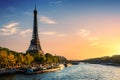 The Eiffel Tower in Paris France, at sunset Royalty Free Stock Photo