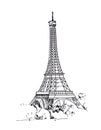 Eiffel Tower, Paris, France. Vector sketches hand drawn