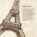 Eiffel Tower In Paris, France Vintage Illustration