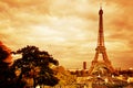 Eiffel Tower in Paris, France. Vintage, retro Royalty Free Stock Photo