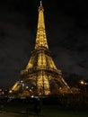 Eiffel Tower in Paris at night Royalty Free Stock Photo