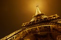 Eiffel tower in Paris at night, low angle view Royalty Free Stock Photo