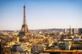 Eiffel Tower, Paris, panoramic view from Triumphal Arch Royalty Free Stock Photo