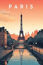 Eiffel Tower in Paris postcard. Travel or post card template. Royalty Free Stock Photo