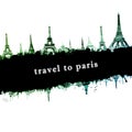 Eiffel tower paris skyline, grunge style abstract illustration