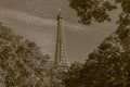 Eiffel Tower in Paris at summer colored in sepia Royalty Free Stock Photo