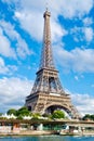 The Eiffel Tower in Paris on a sunny summer day