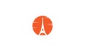 Eiffel tower paris sunset view logo design Royalty Free Stock Photo