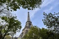 The Eiffel Tower in Paris. View from Champ de Mars park area in a very beautiful sunny day. Royalty Free Stock Photo