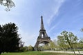 The Eiffel Tower in Paris. View from Champ de Mars park area in a very beautiful sunny day. Royalty Free Stock Photo