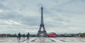 Eiffel Tower in Paris. View over the Tour Eiffel from Trocadero square with red retro car. Paris, France Royalty Free Stock Photo