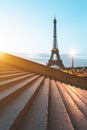 Eiffel Tower, Paris. View from Trocadero stairs Place du TrocadÃÂ©ro. Paris, France Royalty Free Stock Photo