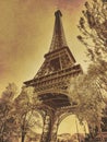 Eiffel tower in paris vintage photo sepia old textured effect Royalty Free Stock Photo