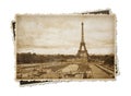 Eiffel tower in Paris vintage sepia toned postcard isolated Royalty Free Stock Photo