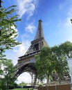 Eiffel Tower in Paris is a wrought-iron lattice tower. Royalty Free Stock Photo