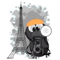 Eiffel Tower And Photographer.Vector Illustration.