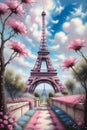 The Eiffel Tower in the Pink Dream World