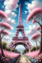 The Eiffel Tower in the Pink Dream World