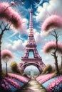 The Eiffel Tower in the Pink Dream World