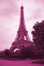 Eiffel Tower in Pink. Paris Top Destinations in Europe. Eiffel Tower in Spring Time in Paris, France Royalty Free Stock Photo