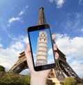 Eiffel Tower and Pise Tower Royalty Free Stock Photo
