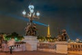 Eiffel tower from Pont Alexandre III at night, Paris, France Royalty Free Stock Photo