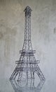 Eiffel tower on raw concrete background