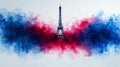 Eiffel Tower with Red and Blue Cloud Art Generative AI Royalty Free Stock Photo