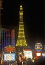 Eiffel Tower replica at night, Las Vegas, NV Royalty Free Stock Photo