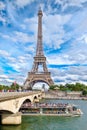 The Eiffel Tower and the river Seine in Paris on a summer day