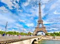 The Eiffel Tower and the river Seine in Paris on a summer day Royalty Free Stock Photo