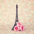 Eiffel tower with roses Royalty Free Stock Photo