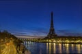 Eiffel Tower and Seine River at Dawn in Paris Royalty Free Stock Photo