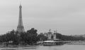 The Eiffel tower and Seine river in flood, Paris, France.