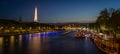 Eiffel tower and Seine river at night Royalty Free Stock Photo