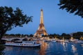 Eiffel Tower and Seine River by Night Royalty Free Stock Photo