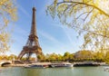 Eiffel tower and Seine river in Paris, France Royalty Free Stock Photo