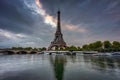 Eiffel Tower by the Seine River in Paris at sunrise. France Royalty Free Stock Photo