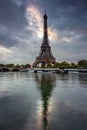 Eiffel Tower by the Seine River in Paris at sunrise. France Royalty Free Stock Photo