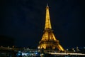 The eiffel tower shine at night. Beautiful building at night. romantic atmosphere
