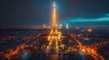 The Eiffel Tower shines brightly in the Parisian night sky