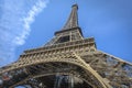 Eiffel Tower shot from a low angle from one of the pillars Royalty Free Stock Photo