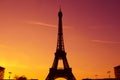 Eiffel Tower silhouette at evening sunset light Royalty Free Stock Photo