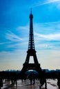 Eiffel Tower silhouette and the rooftops of Paris & x28;Paris,France& x29; Royalty Free Stock Photo