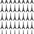 Eiffel Tower silhouettes pattern. Seamless vector background. France national landmark. Black and white French symbol