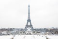 The Eiffel tower on a snowy day in Paris, France Royalty Free Stock Photo